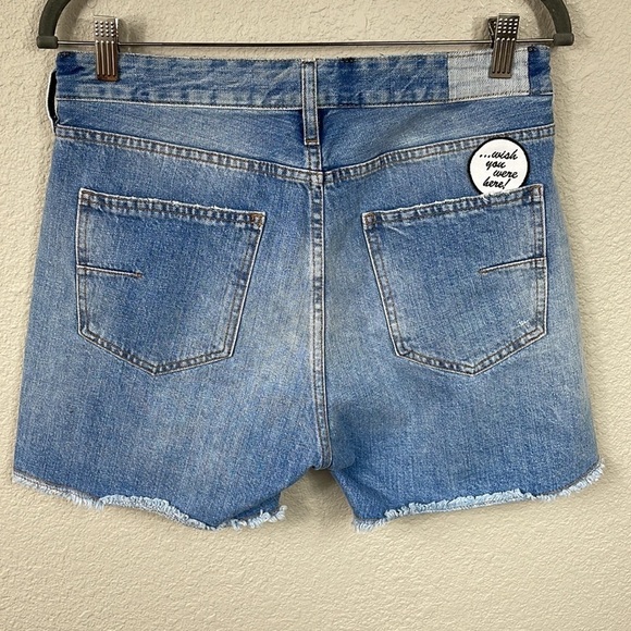 Mauro Grifoni Patched Denim Cut Off Shorts High Rise Italy Button Fly Sz 28 - Picture 7 of 12